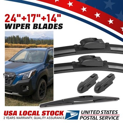 Set Of 3 OEM Windshield Wiper Blades 24'' 17'' 14'' For Subaru Forester 2010-2023