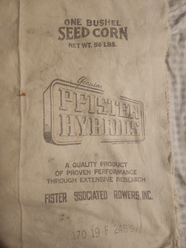 Pfister Hybrids Seed Corn Cloth Bag Vintage One Bushel Sack Farm Advertising