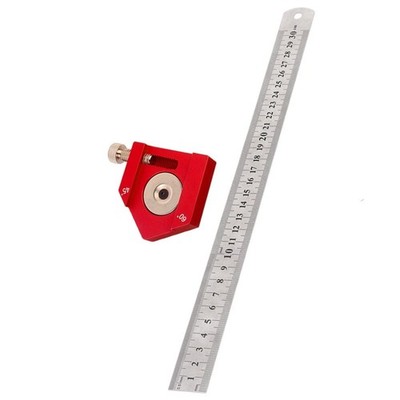 Steel Ruler Positioning Block with Angle Scriber for Woodworking Measurement