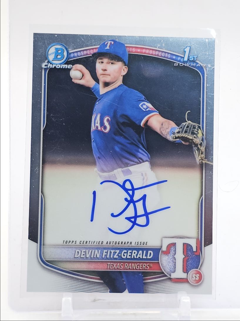 DEVIN FITZ-GERALD 2025 BOWMAN CHROME 1ST AUTOGRAPH RANGERS AUTO Q5533