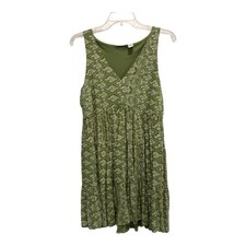 Sincerely Jules Dress Medium Green Boho Sleeveless Rayon Tiered V Neck India