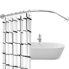 Corner Shower Curtain Rod L Shape Adjustable Corner Shower Rail for Bathroom