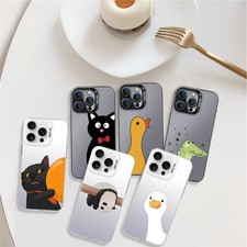 Sweet Animal Phone Case For Samsung S25 Ultra S24 iPhone 16 17 Pro PC Hard Cover