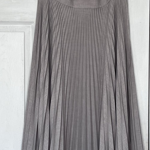 TORY BURCH Pleated Skirt Midi Length A Line Size 12 Gray Minimalist Preppy - Picture 4 of 10