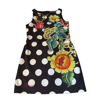 navy blue dress for baby girl Desigual Women's Floral Ribbed Midi Dress Blue at Amazon Women's Clothing  store main image 1