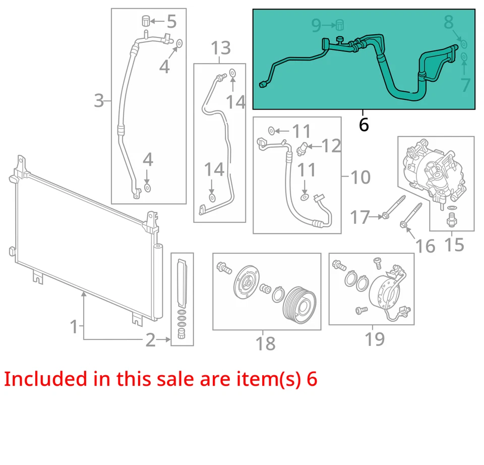Se adapta a Honda CRV 2017-2019 2,4 L aire acondicionado intercambiador de calor manguera tubo fabricante de equipos originales Foto 4 de 4