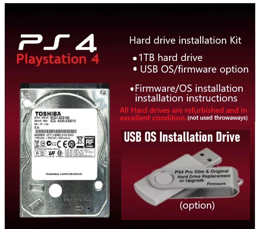 PS4 Pro, Slim & Original PS4 1TB Internal Hard Drive USB OS
