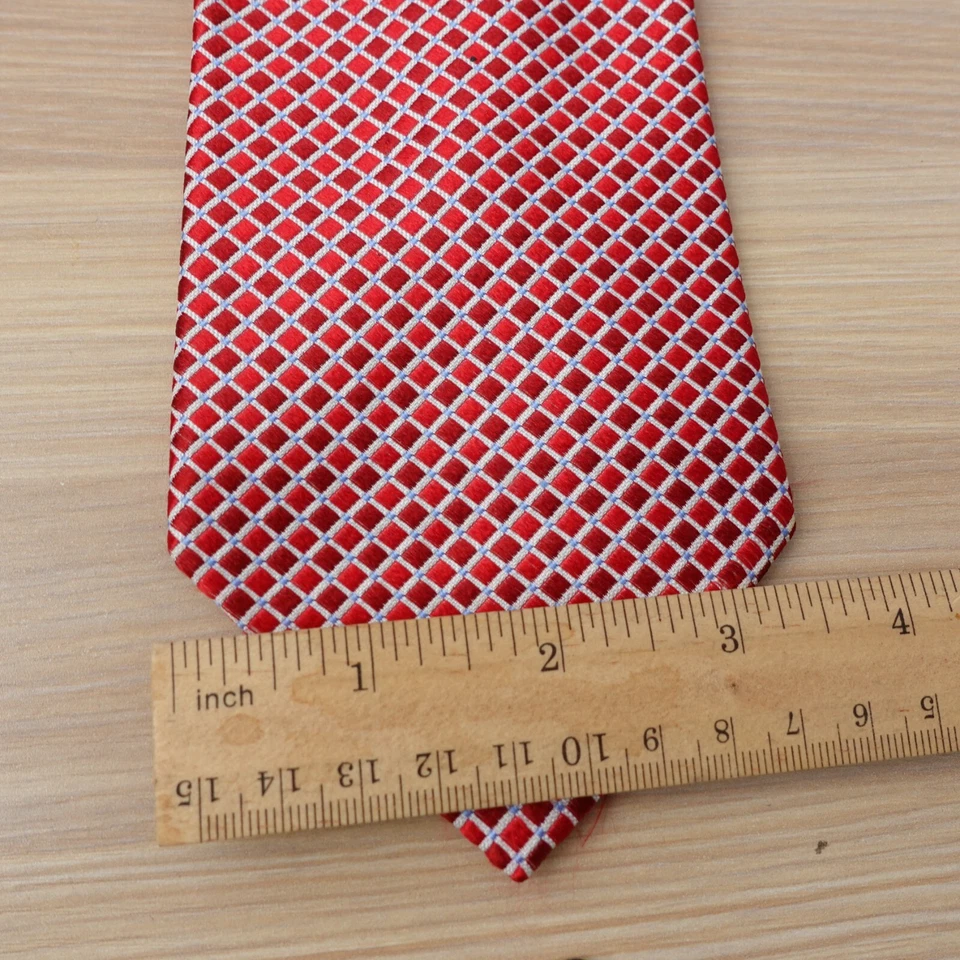 Tommy Hilfiger Corbata Cuello Para Hombre Rojo Azul Seda Básico Simple Traje Geométrico Bicolor Foto 4 de 4