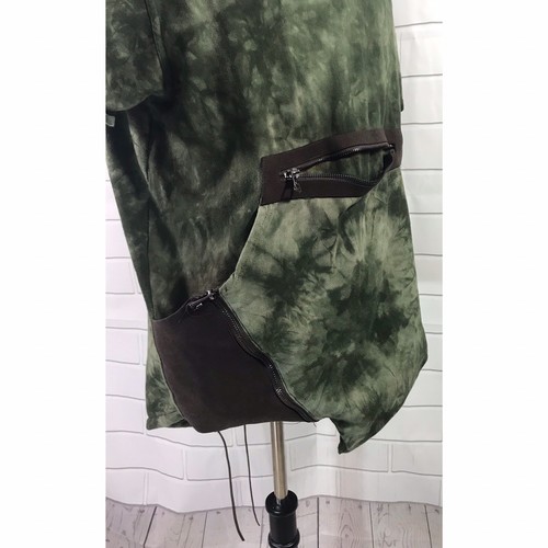 Hudson Outerwear Men Green Tie Dye Short Sleeve Large Pullover Hoodie Sweatshirt - Picture 2 of 6