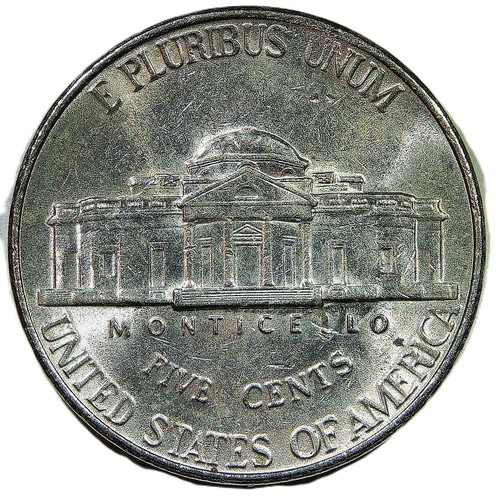 2001 P Jefferson Nickel error, obverse CUD die break, CU-5c-2001P-01 - Picture 4 of 6