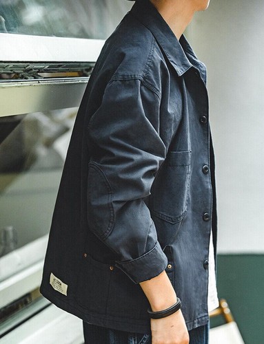 Para hombres Primavera Otoño Bolsillo de Pecho Único Chaquetas Caza Abrigo Herramientas Chaqueta - Imagen 6 de 9