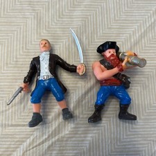 Vintage Lot of 2 Pirate Crew Mate, Fighter with Sword and Gun Figures 4"