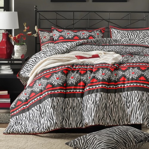 3pcs Boho Comforter Set, Zebra And Leopard Print Bedding Set For All Seasons - Picture 2 of 14