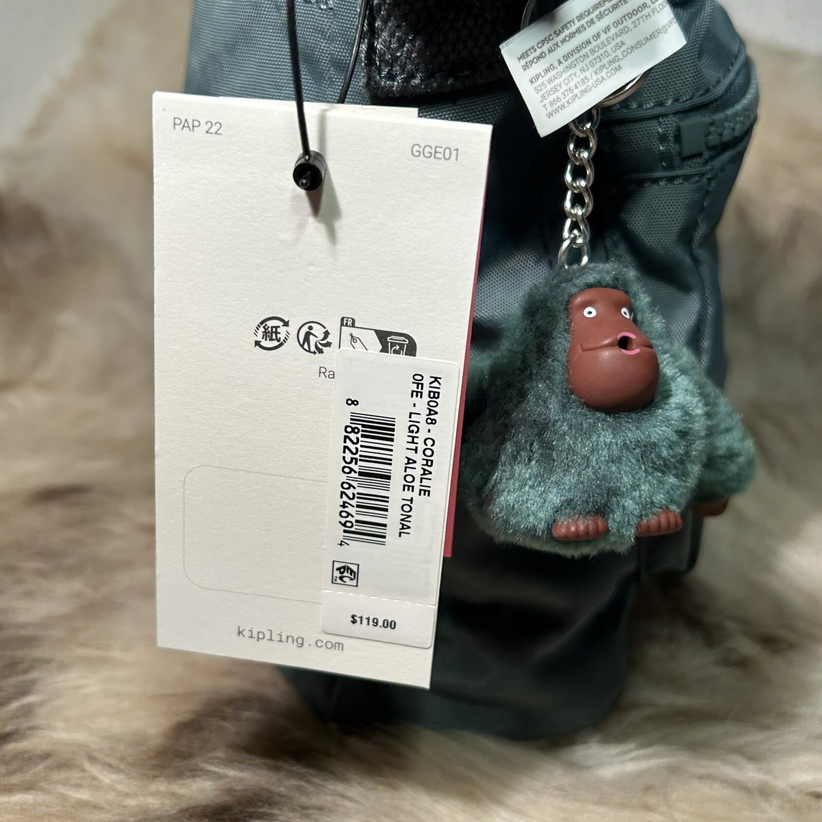 NWT Kipling Coralie Crossbody Bag - Light Aloe Tonal - Cute Gorilla