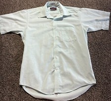 Vintage Manhattan Mens Button Down Shirt Size 16 Large Short Sleeve Cotton Blend
