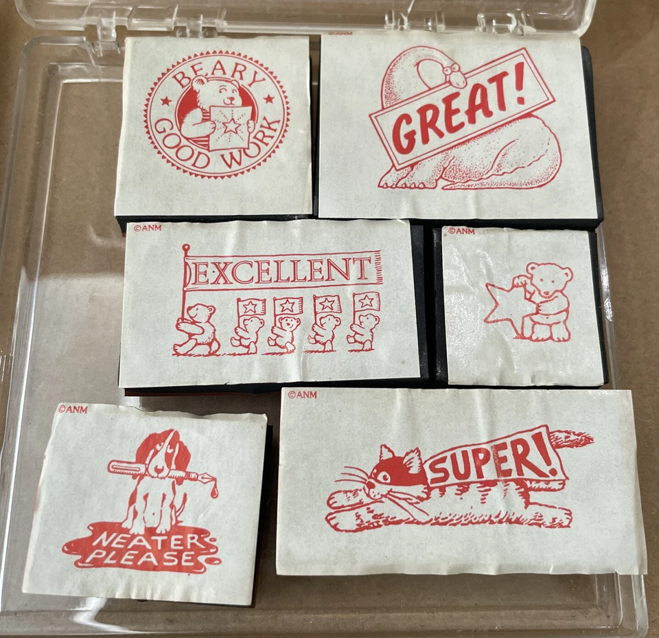 Teacher Vintage  Cat Dinosaur Dog Bear Snake  Bunny Stamps F Unique Gift Card - Image 2 of 4