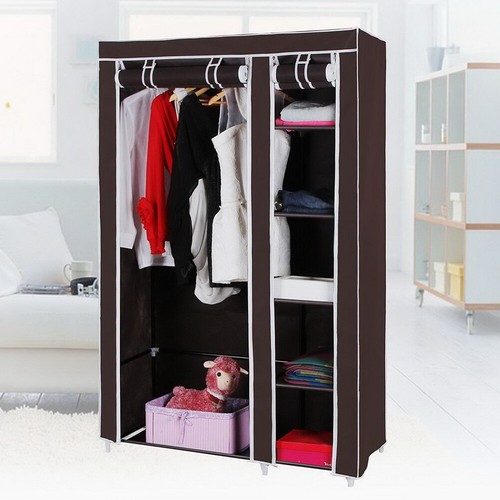 Heavy Duty Portable Closet Organizer Wardrobe Clothes Shoe Clothes Rack w/ Cover - Picture 16 of 17