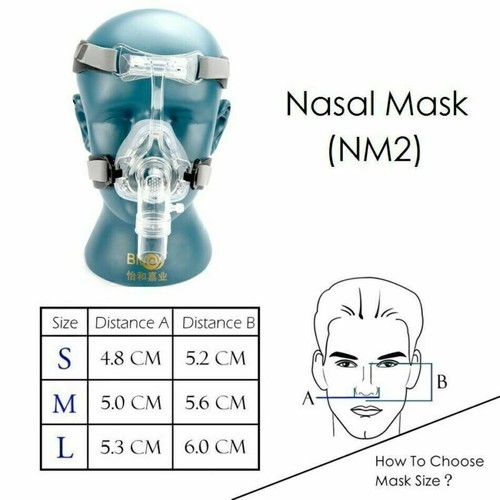 Nasenmaske NM2 Nase Schlafapnoemaske Atemmaske CPAP Therapie Kopfbänderung S-L C - Bild 8 von 8