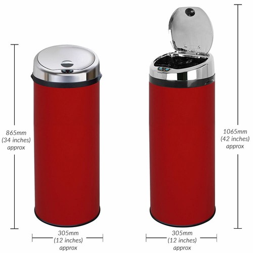 Inmotion 50L Red Stainless Steel Auto Automatic Sensor Kitchen Waste Dust Bin - Picture 4 of 13