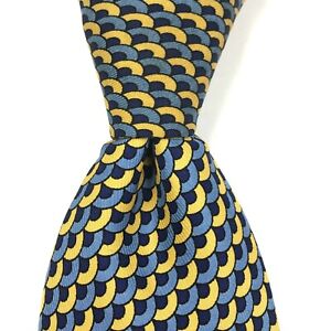 TURNBULL-amp-ASSER-Tie-Men-039-s-Silk-ENGLAND-Luxury-Blue-Yellow-Geometric-Necktie