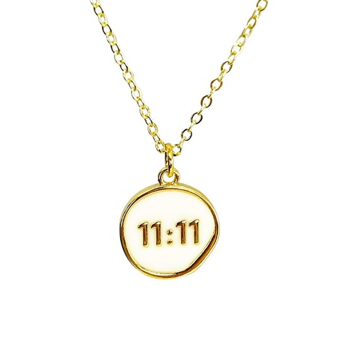 11:11 pendant angel dainty gold coin necklace 14K plated wishing make a wish - Picture 7 of 9