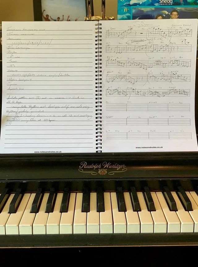 Caderno de composição musical A4 8 pautas manuscritas e papel de nota forrado piano - Imagem 4 de 4