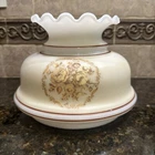 VINTAGE QUOITZEL GONE WITH THE WIND MILK GLASS HURRICANE FLORAL LAMP SHADE