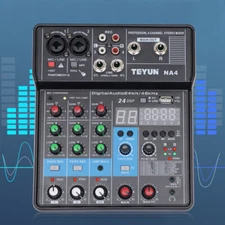 4/2 Channel Mini Audio Mixer Bluetooth USB DJ Console + Sound Card Studio Mixer