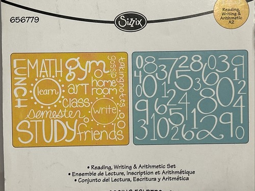 Sizzix Lesen, Schreiben & Rechnen Prägen 2er-Pack Set 656779 Prägefolder