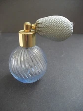 Vintage Blue Cut Glass Atomizer Pump Perfume Bottle - Works EMPTY