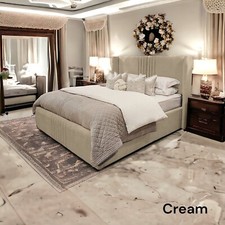 Luxury  Winge Panel Bed Frame With Optional Mattress &amp; Gaslift Ottoman Storage