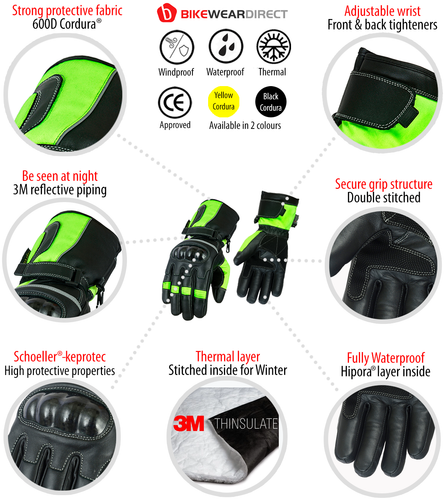 Motorbike Motorcycle Leather Gloves Warm Biker Waterproof CE Knuckle Protection - Picture 55 of 55