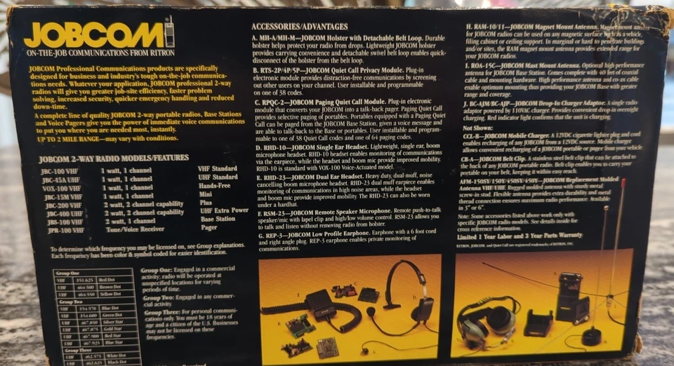 New Open Box! Vintage 1995 Jobcom 2-Way Radio JBX-151-8N-BLU 154.570 MHz - Image 3 of 4