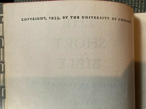 THE SHORT BIBLE ~ 1933 ~ HBDJ ~ MODERN LIBRARY EDITION ~ AMERICAN TRANSLATION - Picture 9 of 11