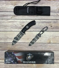 8.5" USMC The Grunt Fixed Blade Two Piece Knife SET URBAN CAMO Marines + Sheath