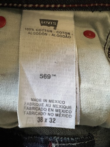 Levi's 569 Loose Fit Black Label Red Tab Dark Wash Red Rivets 38x32 Snap Pockets - Picture 7 of 7
