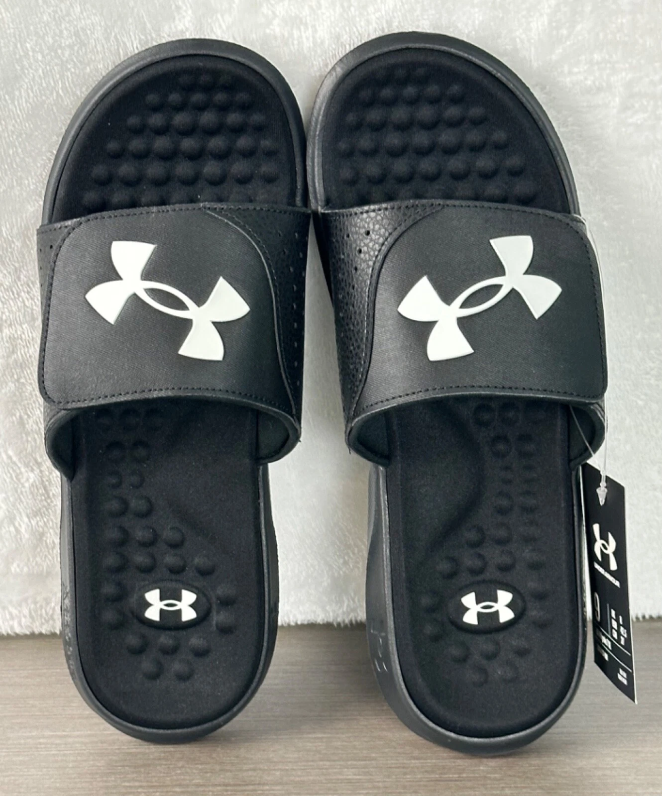 Under Armour Men's Ignite Black Pro Slides Adjustable Strap Size 9 New With Tag