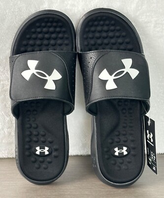 Under Armour Men's Ignite Black Pro Slides Adjustable Strap Size 9 New With Tag