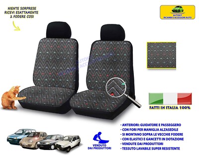 Coprisedili Auto Panda 4x4 1986-2003 - Set Completo In Tessuto Originale, Preconfezionato - Foto 7