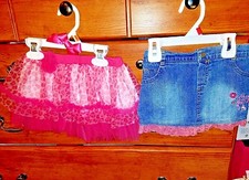 2 Toddler Girls skirts. 1 tutu 1 jean skirt w/ hearts both Size 24 mths