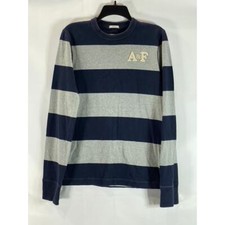 ABERCROMBIE  FITCH Men's Navy/Grey Crewneck Pullover Muscle Sweater SZ L