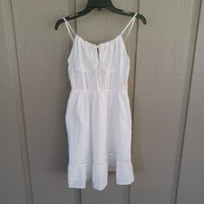 Maaji Kamala Dress Size M Eyelet Sleeveless Cotton Elastic Waist Preppy White