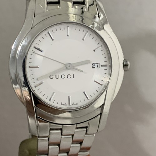 GUCCI Men’s Analogue Silver Dial Date Stainless Steel Bracelet Watch 5500 XL - Picture 5 of 15