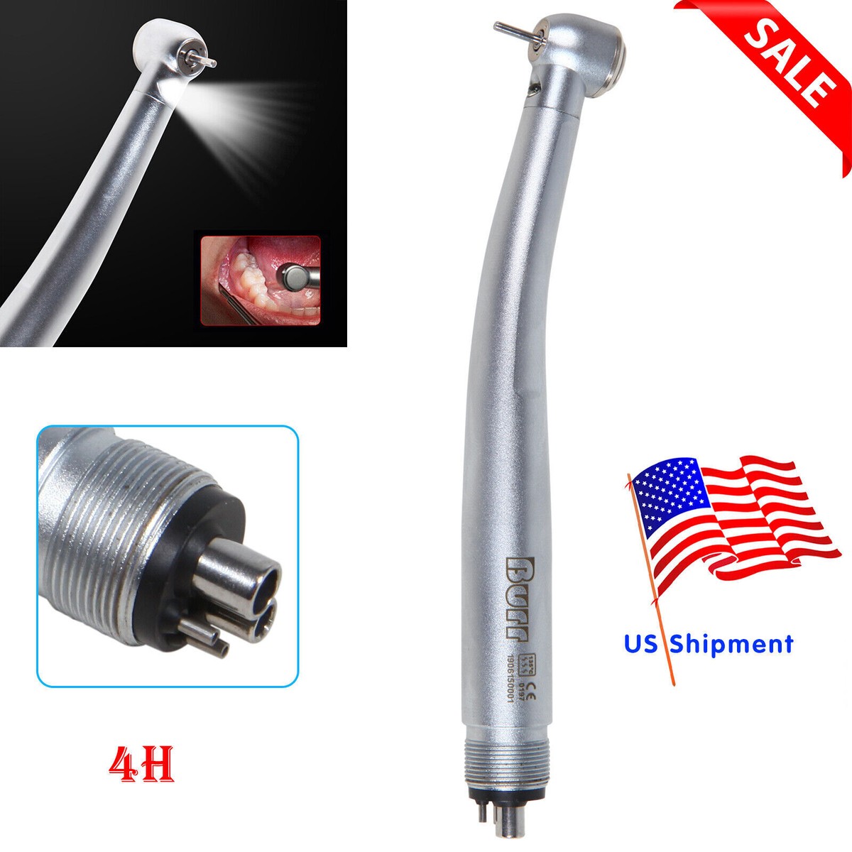 Dental High Speed Handpiece LED Type Turbine 2/4 Holes E