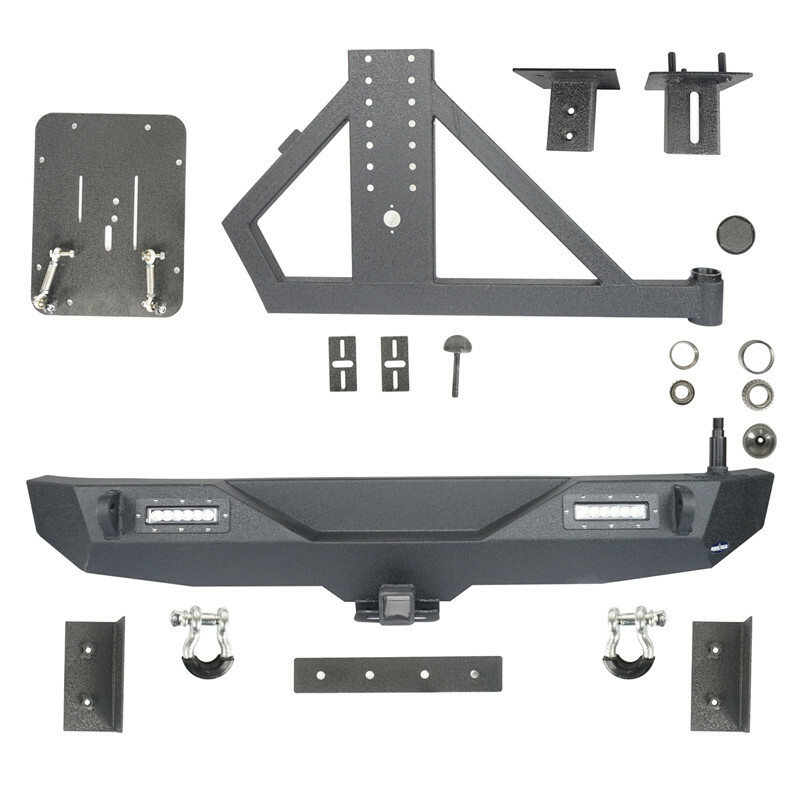 Steel Rear Bumper w/ Tire Carrier & Light & D-ring for Jeep Wrangler 07-18 JK thumbnail 11