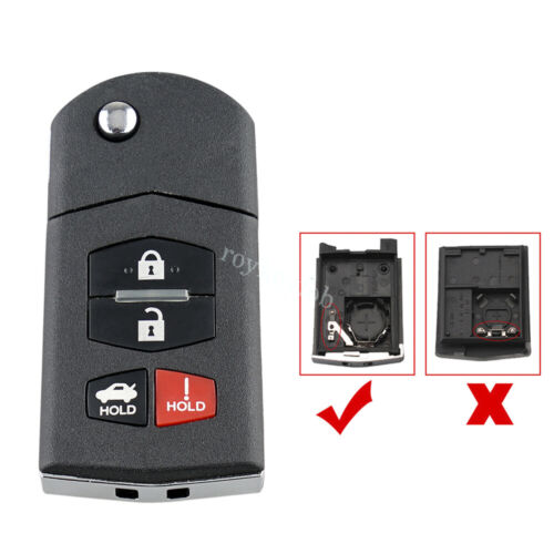 Remote Flip Key Fob Shell Case 4 Buttons for 2010 2011 2012 2013 Mazda Speed 3 - Picture 2 of 9