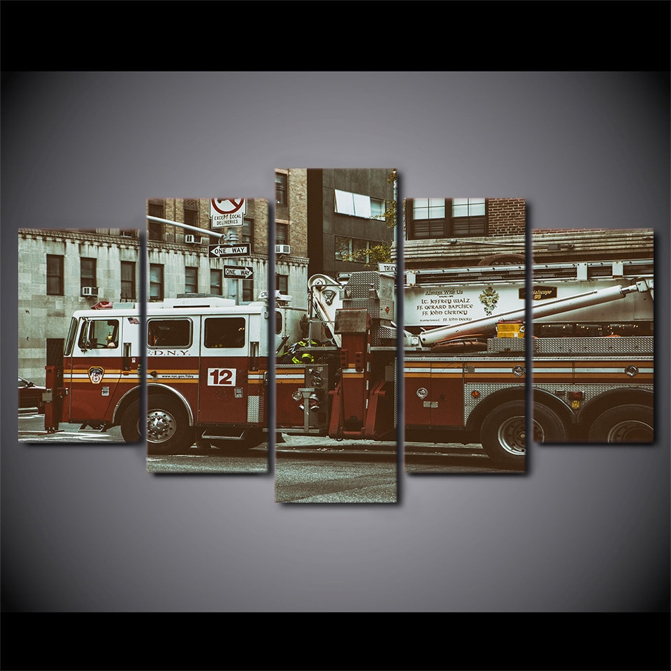The Fire Truck Of FDNY 5 Piece Canvas Print Wall Art The Fire Truck Of FDNY 5 Piece Canvas Print Wall Art