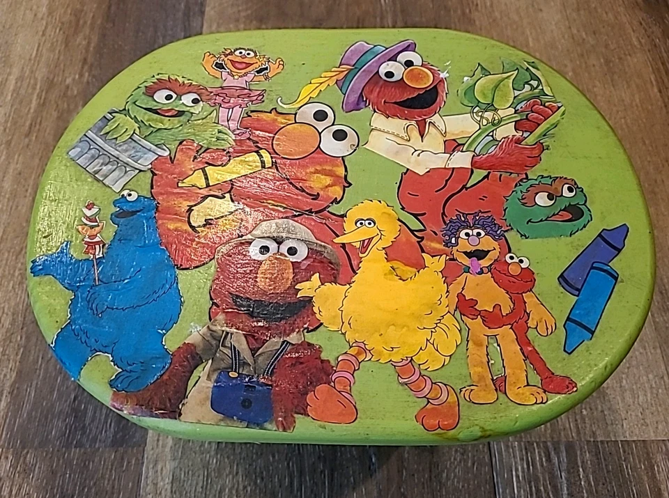 Детский табурет для ног ручной работы Elmo деревянный Улица Сезам (b18) - Изображение 3 из 4