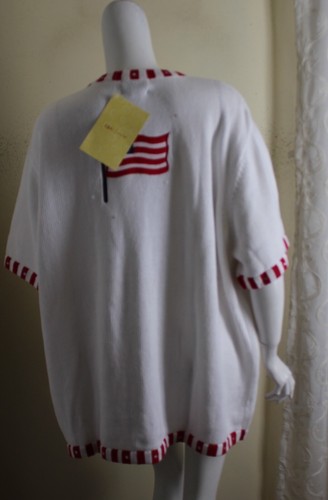 NWT Quacker Factory 2X /3X USA Patriotism Flags Summer T-Shirt Cardigan Sweater - Picture 5 of 5