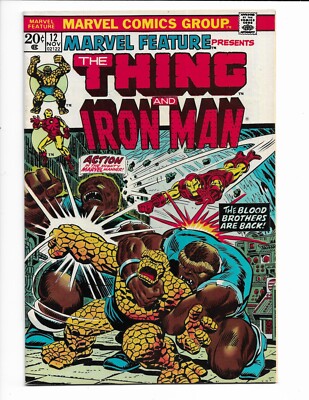MARVEL FEATURE 12 - VF- 7.5 - THING - IRON MAN - THANOS - BLOOD BROTHERS (1973)